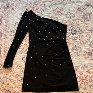 Chic Black One-Shoulder Dress with Sparkling Accents